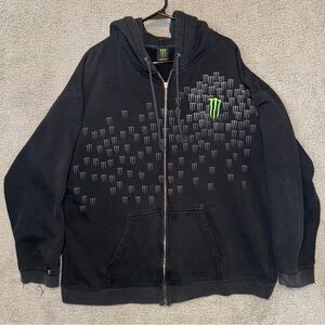 Monster Energy Zip Up Hoodie Men's 2XL Black Sweatshirt Official Product